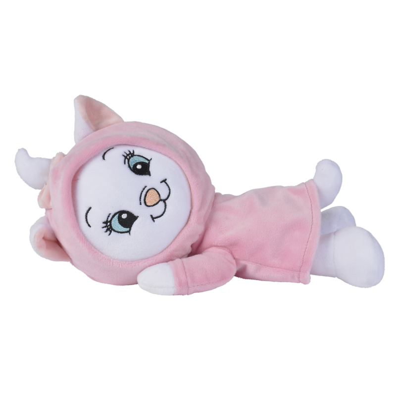  - marie chat - peluche allongée réversible rose 25 cm 